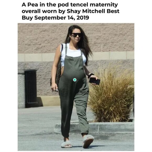 LED LUXE ESSENTIALS DENIM A Pea in the Pod Tencel Maternity Overall Olive M $117 - Picture 3 of 16
